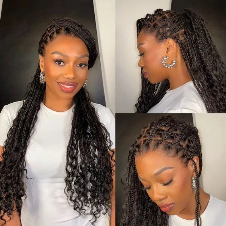 Elle Vane Full Lace Knotless Boho Curls Braided Invisi Drawstring Wig