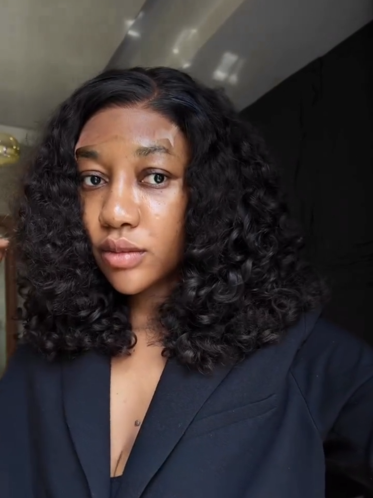 Glueless Side Part Short Curly Bob Lace Closure Wig Human Hair Wig