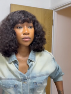 Glueless Voluminous Curly bob Wig With Bangs