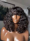 Glueless Voluminous Curly bob Wig With Bangs