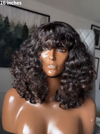 Glueless Voluminous Curly bob Wig With Bangs