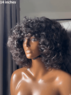Glueless Voluminous Curly bob Wig With Bangs Human Hair Wig