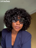 Glueless Voluminous Curly bob Wig With Bangs Human Hair Wig