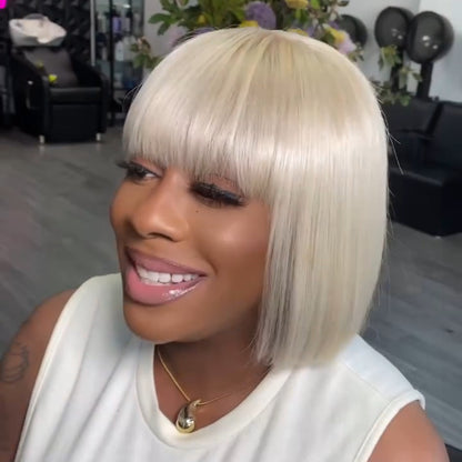 Put On & Go Wig Glueless 613 Straight Bob Wig With Bangs