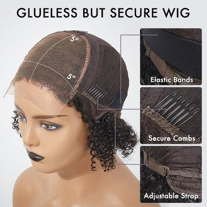 Kinky Curly Glueless 5x5 Closure Lace Wig Ready to Go