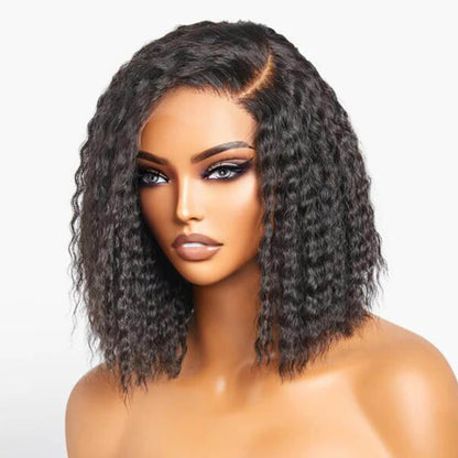 Put On & Go Wig Natural Black Curly 5×5 HD Lace Wigs