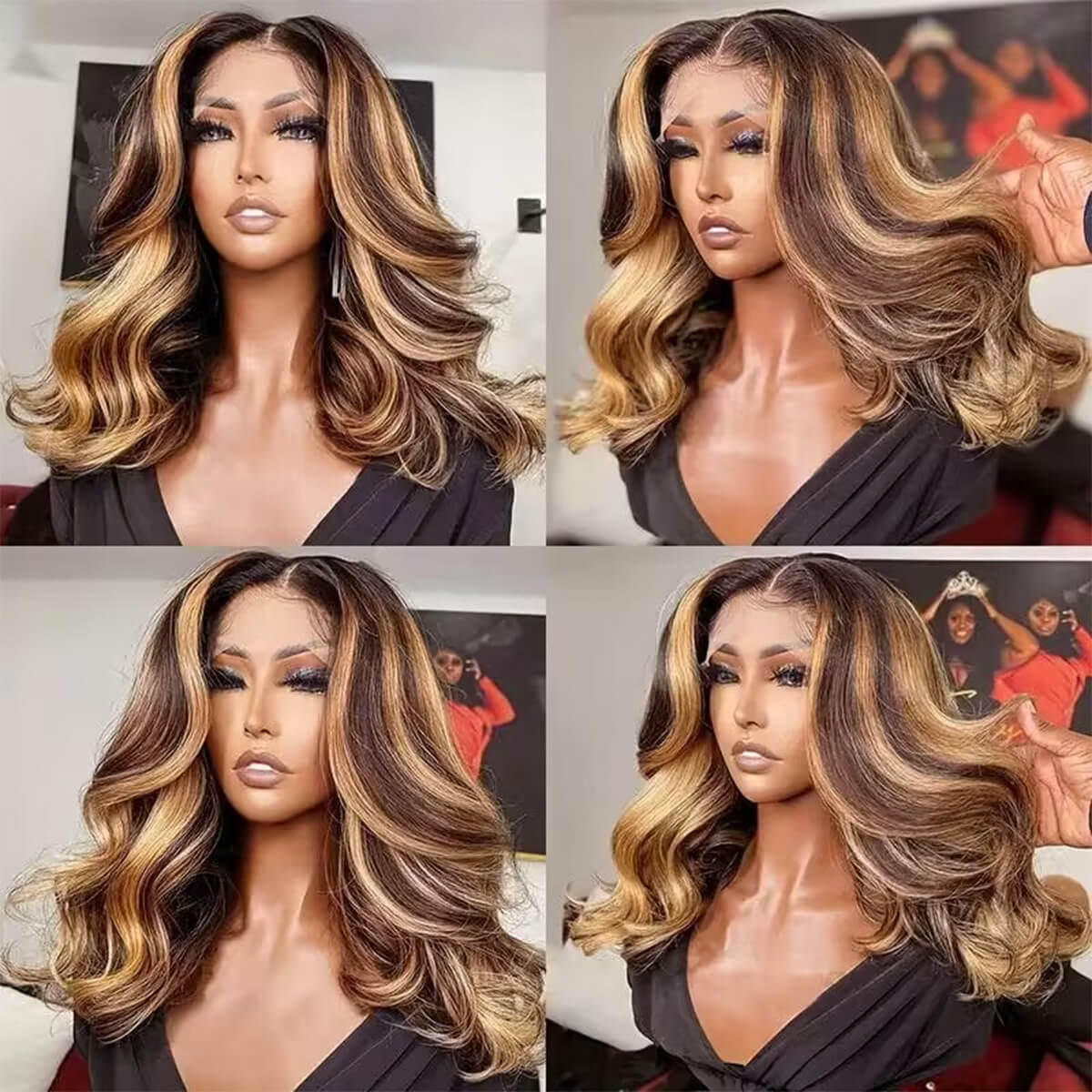 Blonde Highlights Body Wave Wig 13×4 Lace Wigs