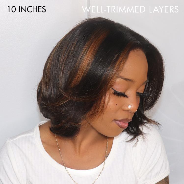 Layered Blonde Highlights Glueless 5x5 Lace Closure Bob Wig