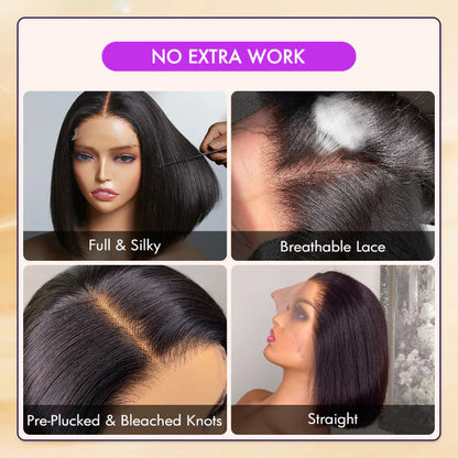 Elle Vane Put On & Go Glueless 5x5 Closure Lace Natural Black Bob WIg