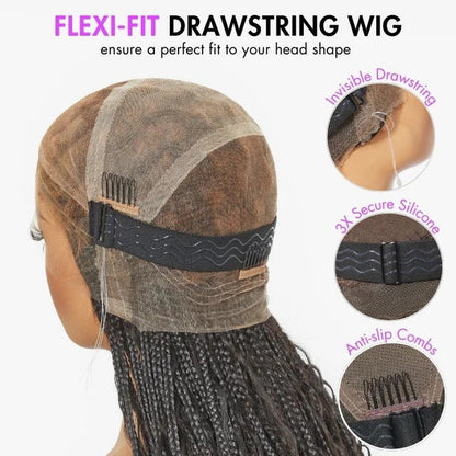 Elle Vane Full Lace Knotless Boho Curls Braided Invisi Drawstring Wig