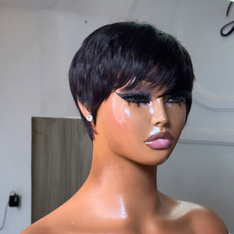 Elle Vane Put on & Go Natural Black Short Pixie Cut Wig
