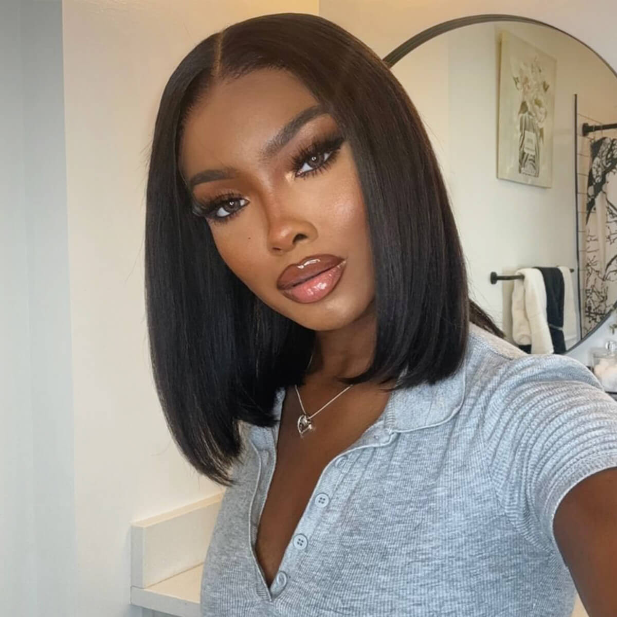 Elle Vane Beginner Friendly Glueless Silky Blunt 5x5 Lace Bob Wig