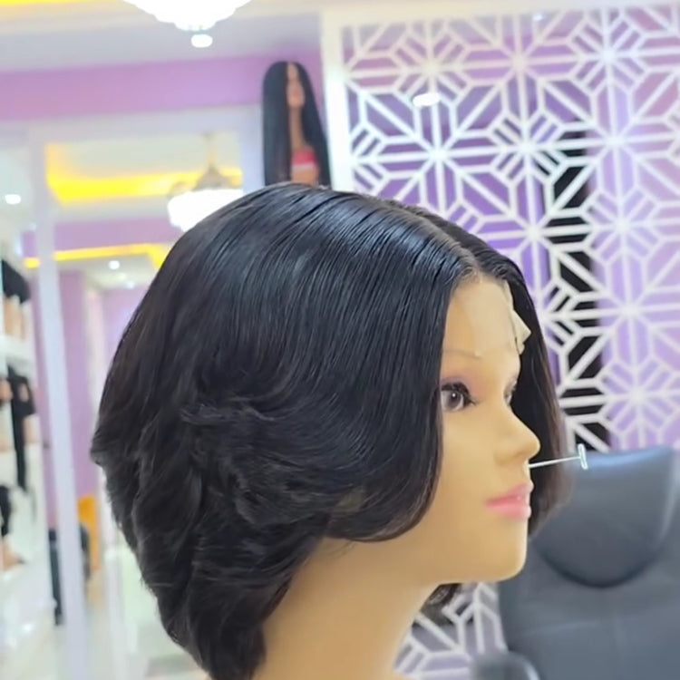 Elle Vane Glueless Middle-parted Black 5x5 Lace Bob Wig