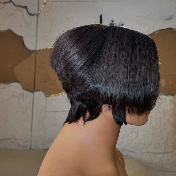 Elle Vane Short Pixie Cut With Long Bangs 13x4 Lace Human Hair Wig