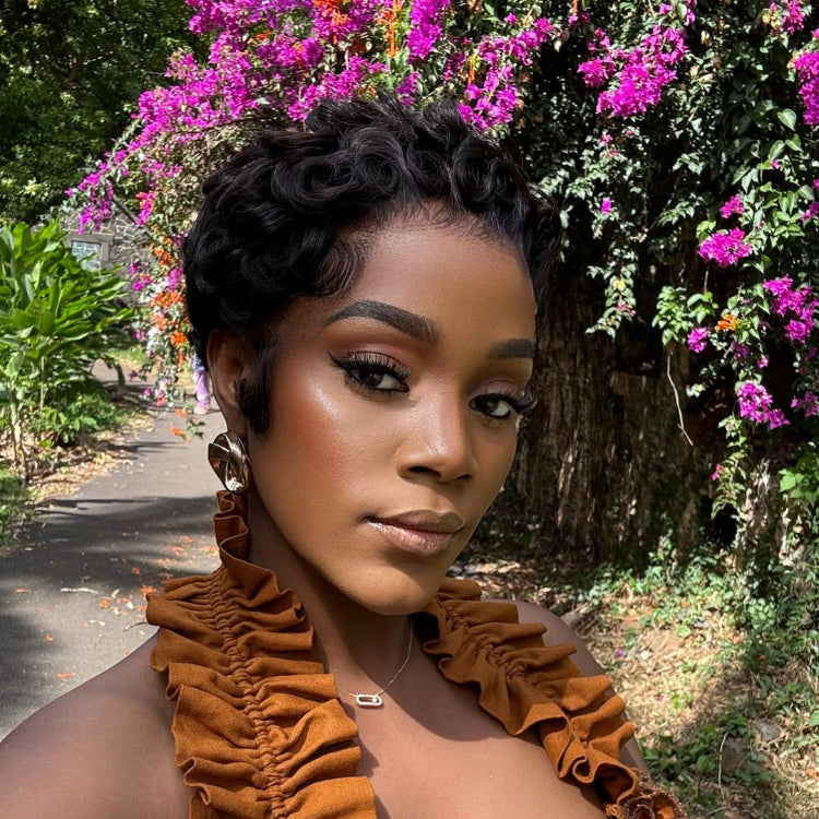 Elle Vane Finger Wave Short Pixie Human Hair Wig
