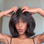 Kinky Straight Layered Blowout Bob Wig 180% Density Human Hair 5x5 & 13x4 Lace Wig