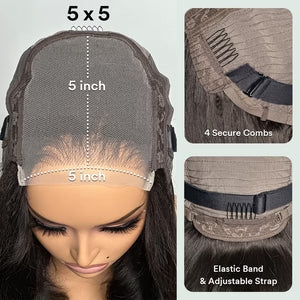 Elle Vane Natural Black Designer Layered Bob Short Wavy Lace Wig