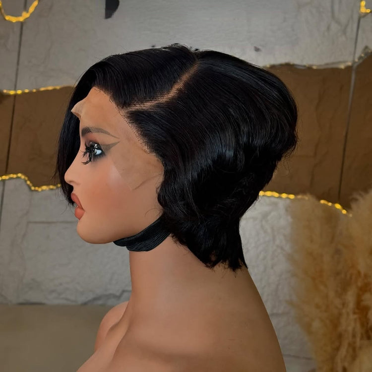 Elle Vane Short Pixie Cut With Long Bangs 13x4 Lace Human Hair Wig