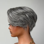 Elle Vane Ash Grey Short Pixie Cut 13x4 Lace Front Wig