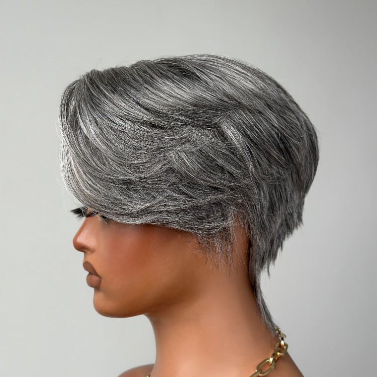 Elle Vane Ash Grey Short Pixie Cut 13x4 Lace Front Wig