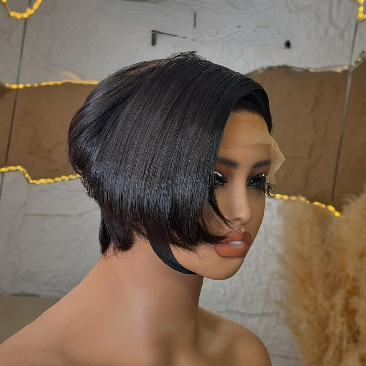 Elle Vane Short Pixie Cut With Long Bangs 13x4 Lace Human Hair Wig