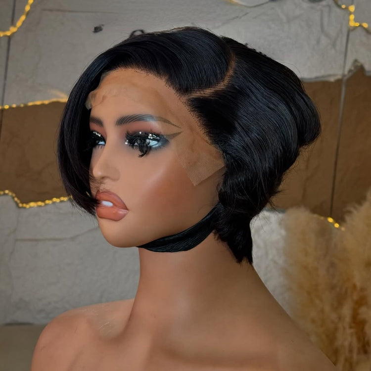 Elle Vane Short Pixie Cut With Long Bangs 13x4 Lace Human Hair Wig