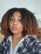 Ombre Brown Burmese Kinky Afro Curly Kinky Edges Wig