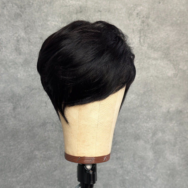 Elle Vane Put On & Go Glueless Black Side Bangs Pixie Cut Wig