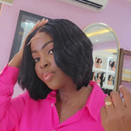 Elle Vane Glueless Middle-parted Black 5x5 Lace Bob Wig