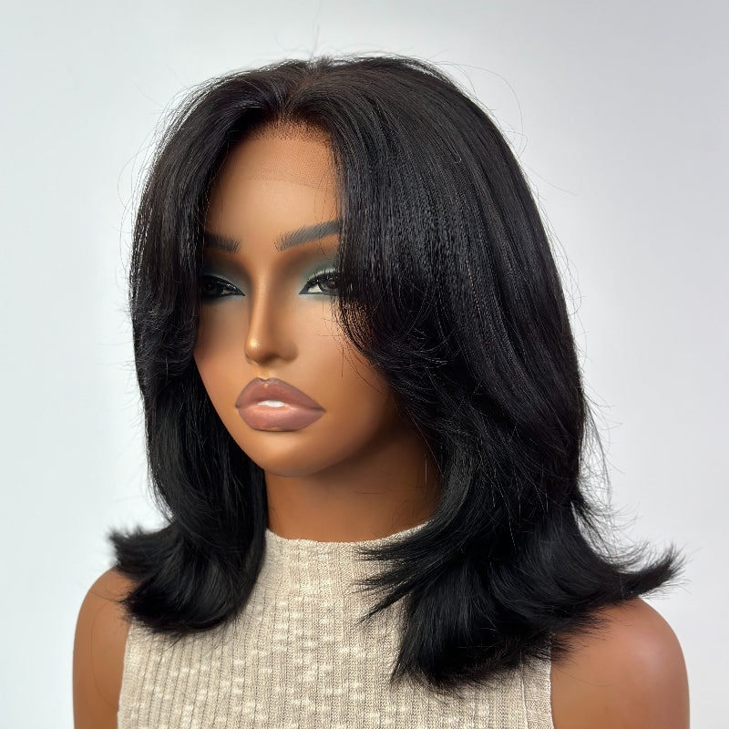 Elle Vane Sleek Layered Bob with Face-Framing Swoop Bangs Wig