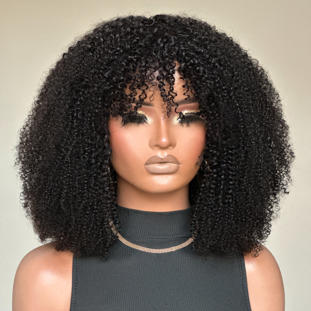 Glueless thinning bangs Curly Wig