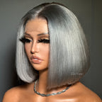 Elle Vane Silver Grey 13x4 Lace Frontal Bob Wig