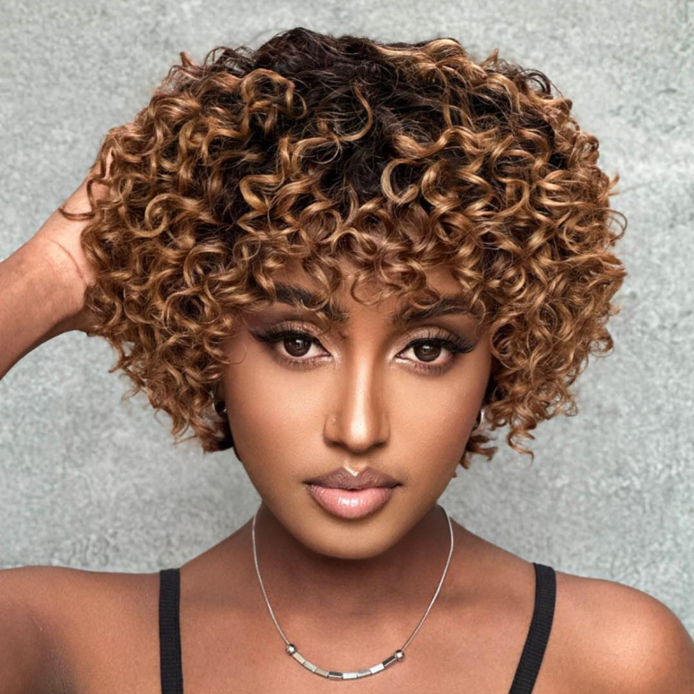 Glueless Gradient Gold Brown No Lace Bob Wig