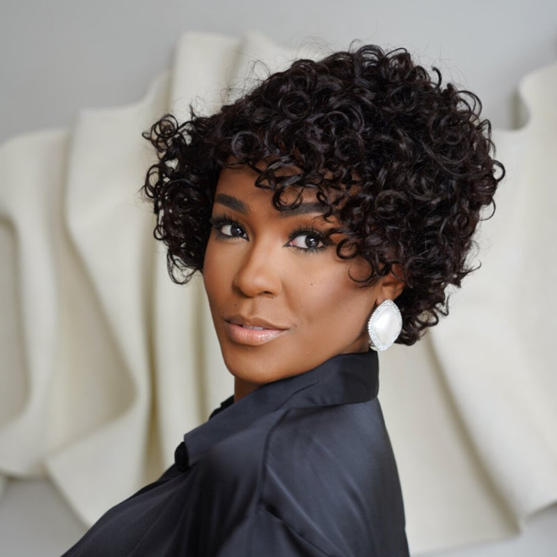 Put On & Go Salt And Pepper Pixie Cut Curly Wig