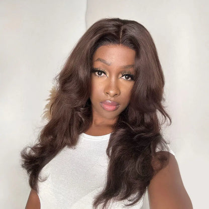 5x5 Brown Layered Wavy Wig