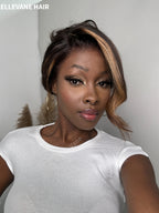 Elle Vane Hair Layered Brown With Blonde Highlight Wavy Lace Front Wig