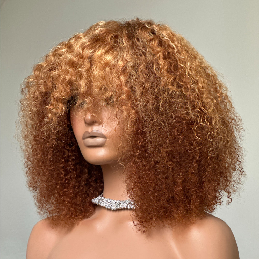 Glueless thinning bangs Curly Wig