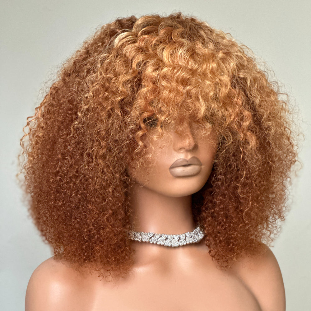 Glueless thinning bangs Curly Wig