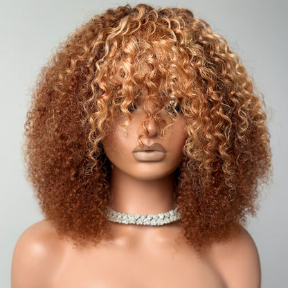 Glueless thinning bangs Curly Wig