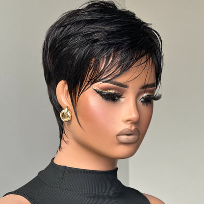 Short Pixie Cut Wet Styling Wig With Bangs