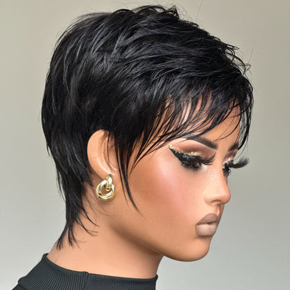 Short Pixie Cut Wet Styling Wig With Bangs