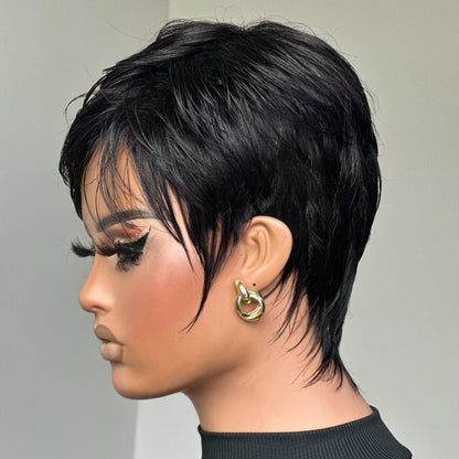 Short Pixie Cut Wet Styling Wig With Bangs