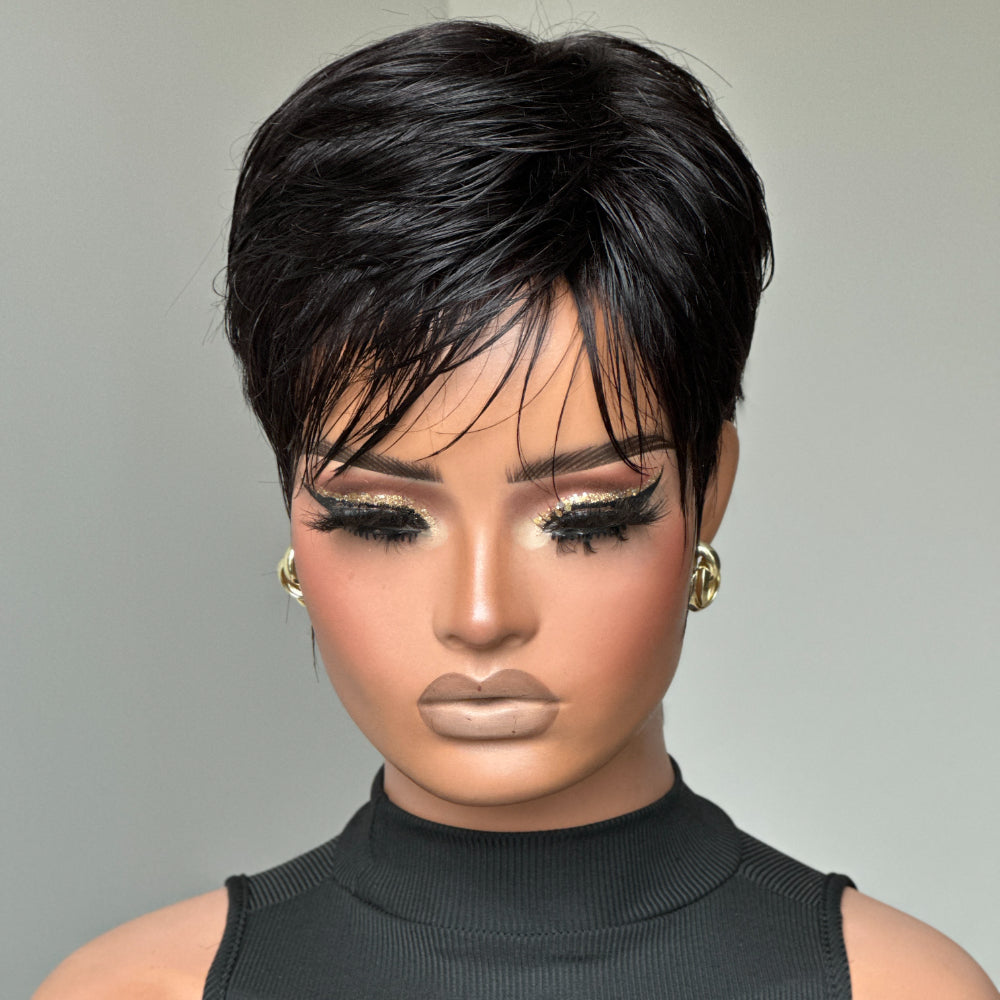 Short Pixie Cut Wet Styling Wig With Bangs