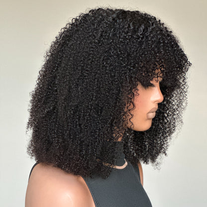 Glueless thinning bangs Curly Wig