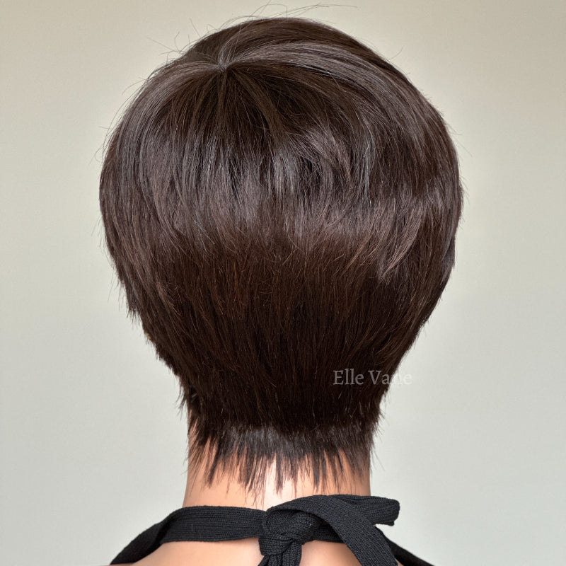 Elle Vane Put On & Go Golden Brown Bangs Short Pixie Cut Wig