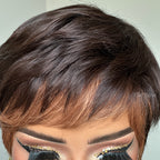 Elle Vane Put On & Go Golden Brown Bangs Short Pixie Cut Wig