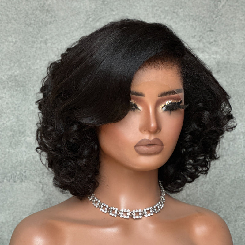 Short Layered Bouncy Curly With Kinky Edges HD Lace Wig