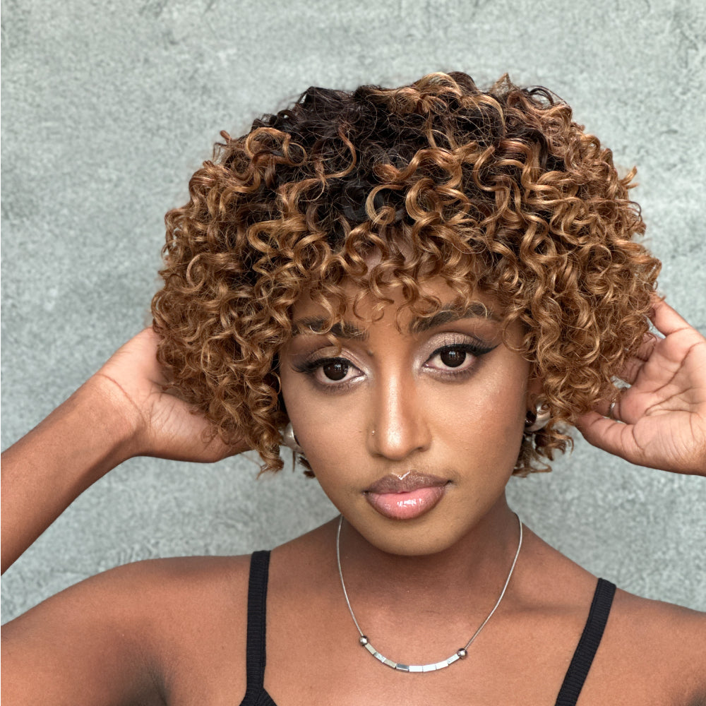 Glueless Gradient Gold Brown No Lace Bob Wig