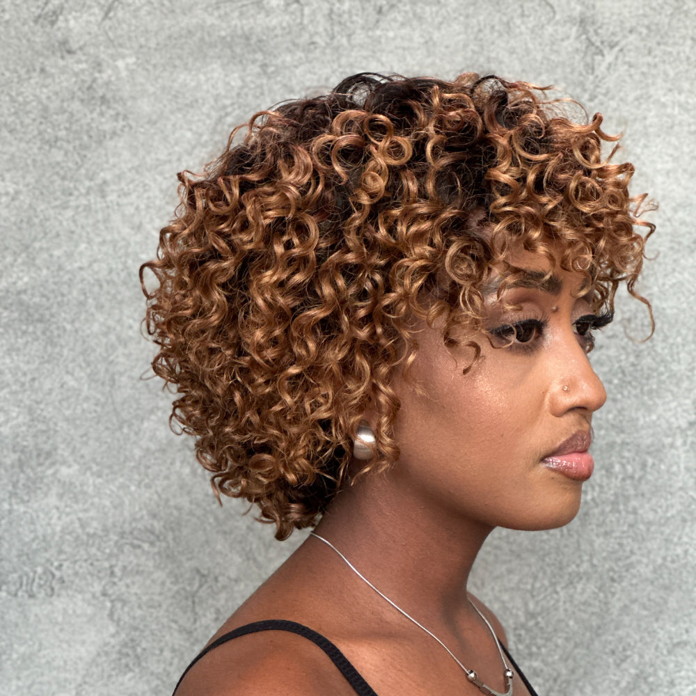Glueless Gradient Gold Brown No Lace Bob Wig