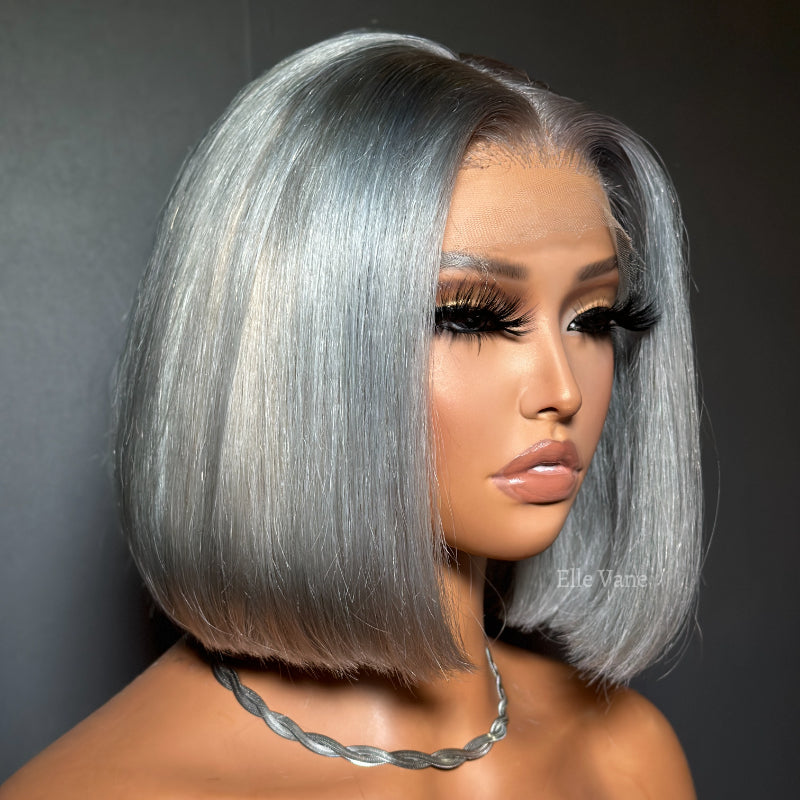 Elle Vane Silver Grey 13x4 Lace Frontal Bob Wig